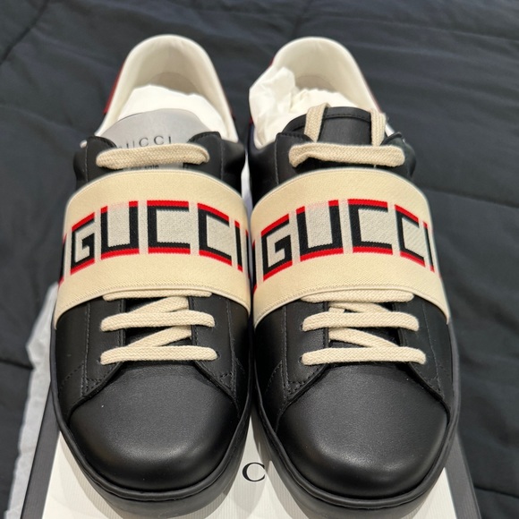 Gucci Ace Stripe Black Miro Soft Leather - Picture 1 of 7